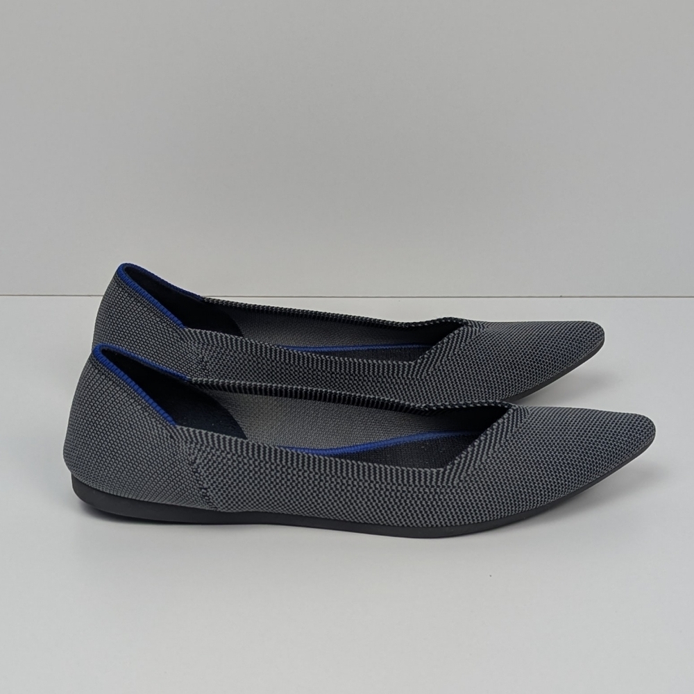 Rothy's The Point Gray Birdseye Knit Fabric Flats Women's 8